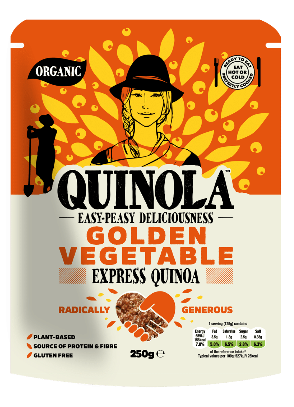 Ready to eat quinoa with golden vegetables